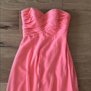 EUC Beautiful Strapless Coral Hi-low dress